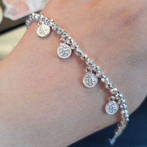 Solid 999 Sterling Silver Chinese Characteristic Safe and Sound  Bracelet